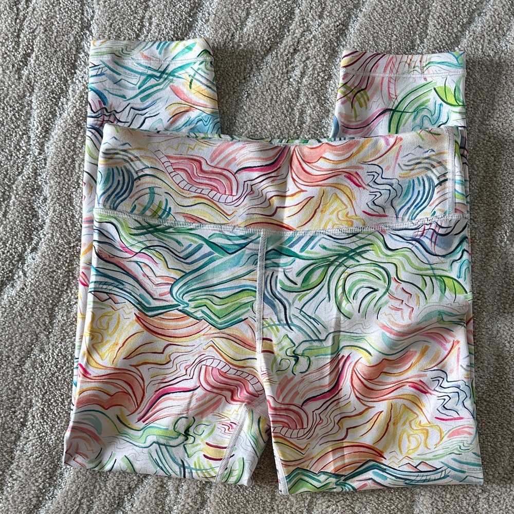 Athleta Girl High Rise Printed Chit Chat Capri Legging